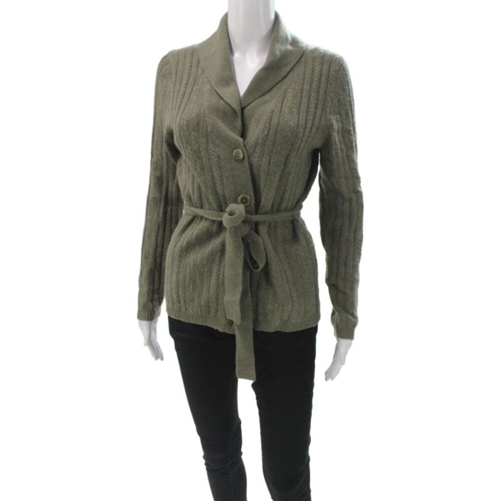A. Giannetti Women 100% Cashmere Green V-Neck Cardigan Long Sleeve Size S